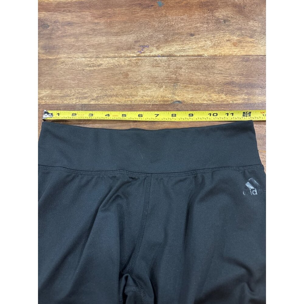 Adidas Climalite Capri Womens Leggings Black/White Logo S Stretch Activewear - Picture 10 of 10